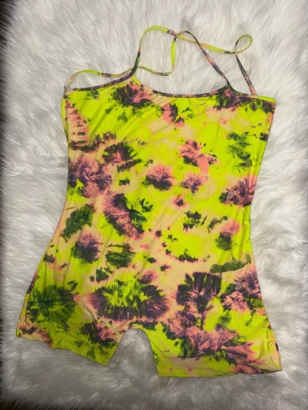 Neon Tie-Dye Spaghetti Strap Romper